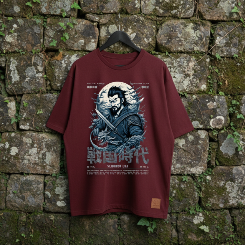 Samurai Spirit Oversized Maroon T-Shirt