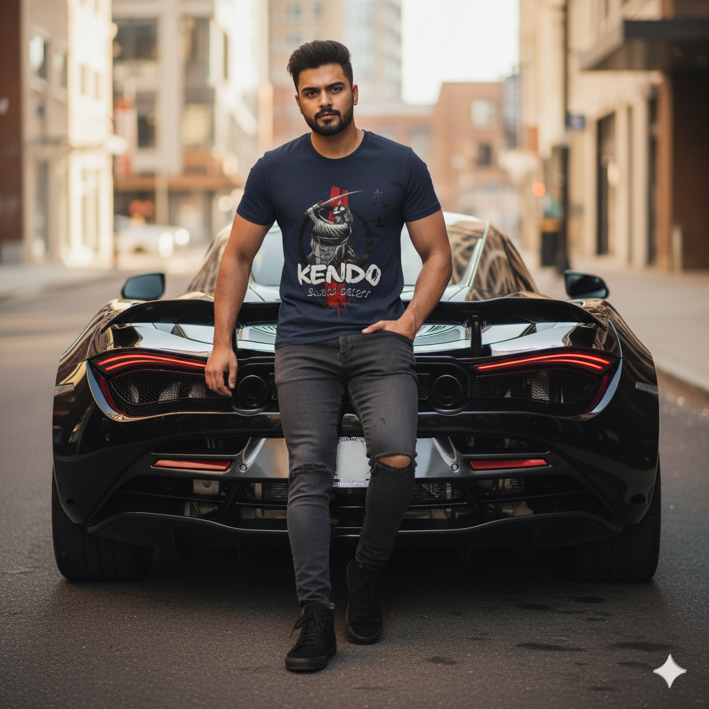 Kendo Sword Spirit Graphic T-Shirt – Navy