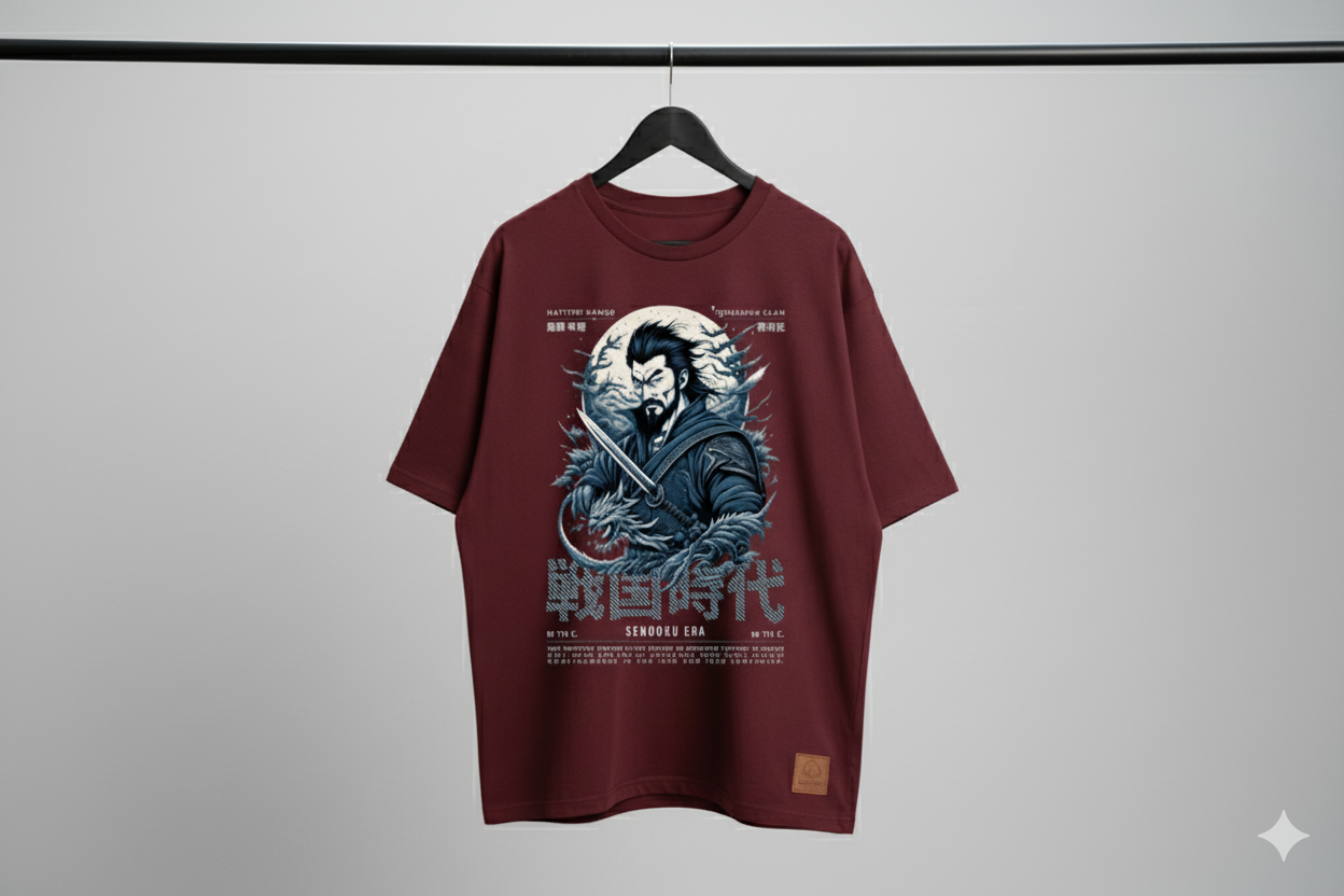 Samurai Spirit Oversized Maroon T-Shirt