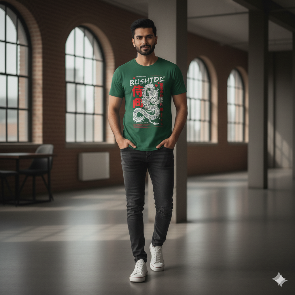 Spirit of Bushido Tee – Bottle Green Edition