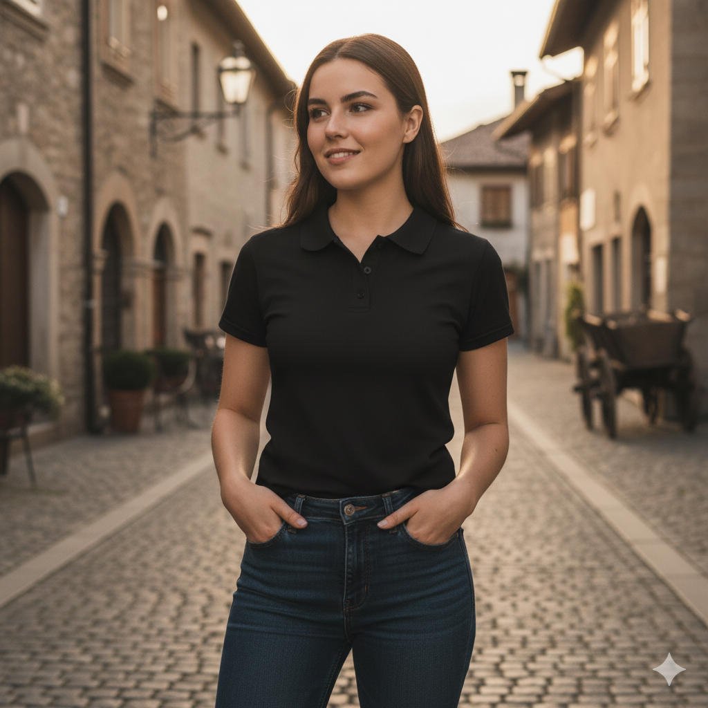 Black Premium Polo T-Shirt – Pure Cotton Comfort