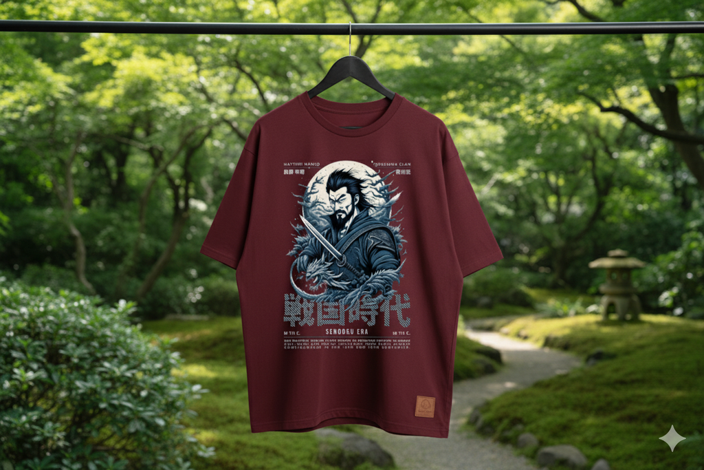 Samurai Spirit Oversized Maroon T-Shirt