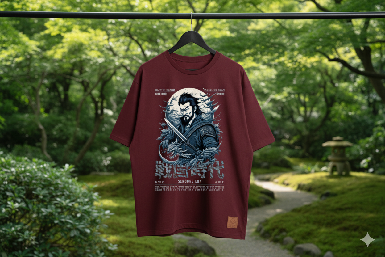 Samurai Spirit Oversized Maroon T-Shirt