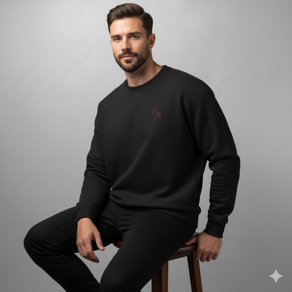 H&H Essential Black Crewneck Sweatshirt