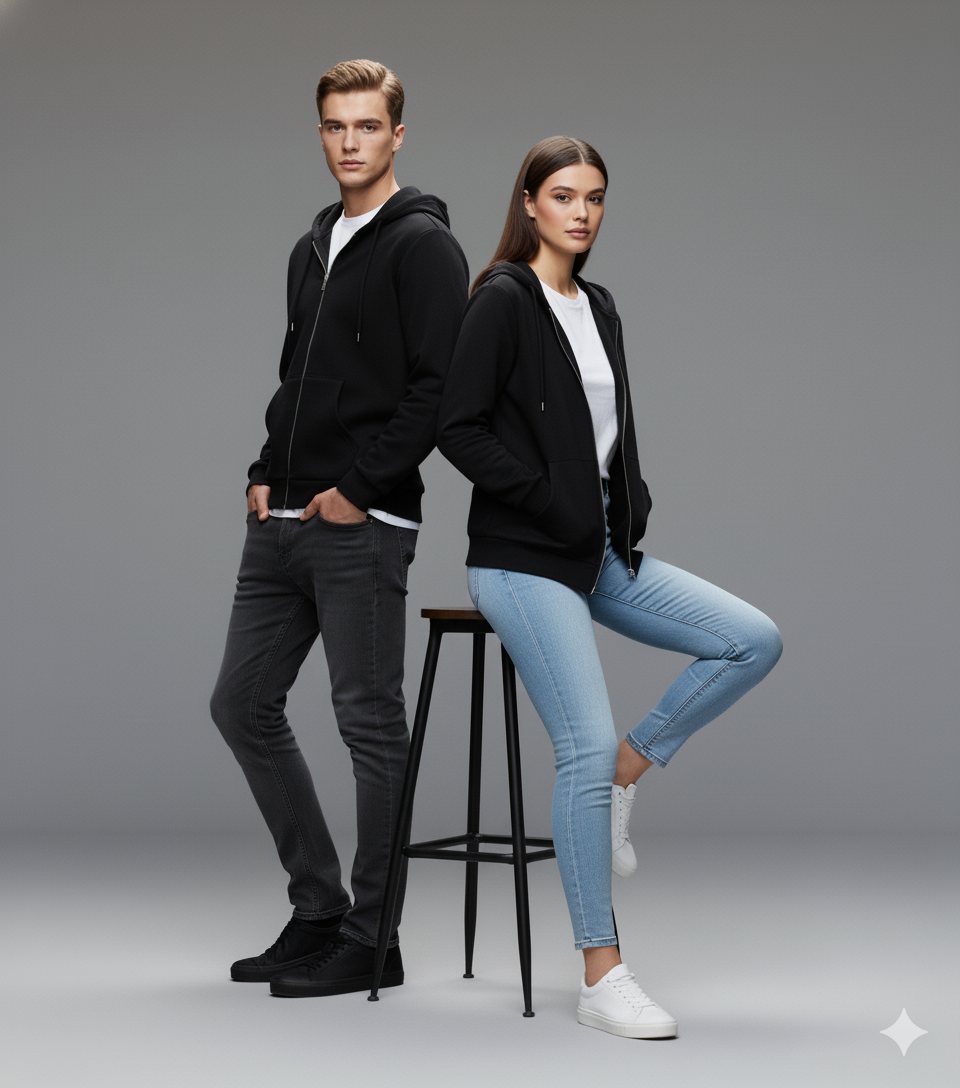 Classic Black Zip-Up Hoodie