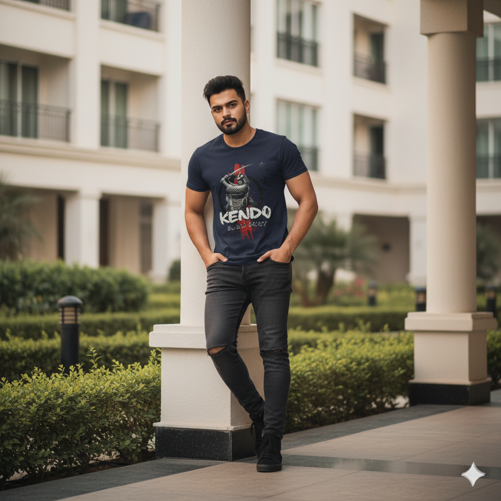 Kendo Sword Spirit Graphic T-Shirt – Navy