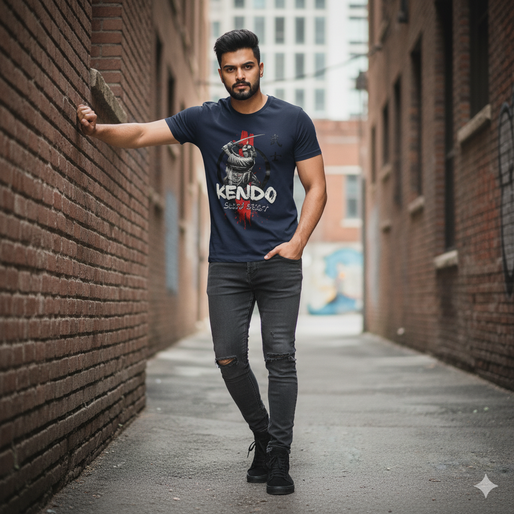 Kendo Sword Spirit Graphic T-Shirt – Navy