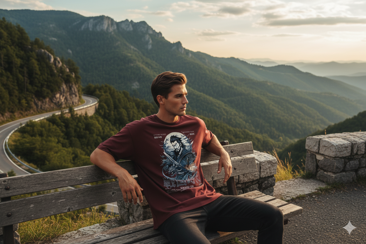 Samurai Spirit Oversized Maroon T-Shirt
