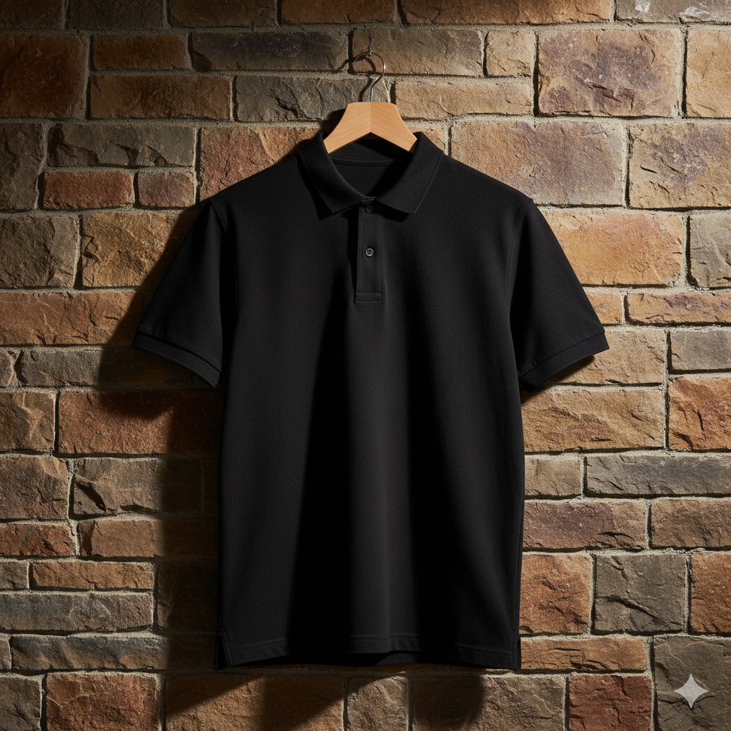 Black Premium Polo T-Shirt – Pure Cotton Comfort