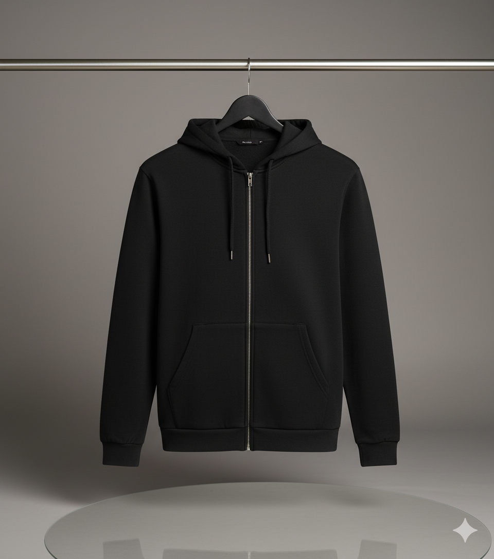 Classic Black Zip-Up Hoodie