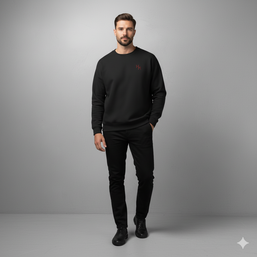 H&H Essential Black Crewneck Sweatshirt