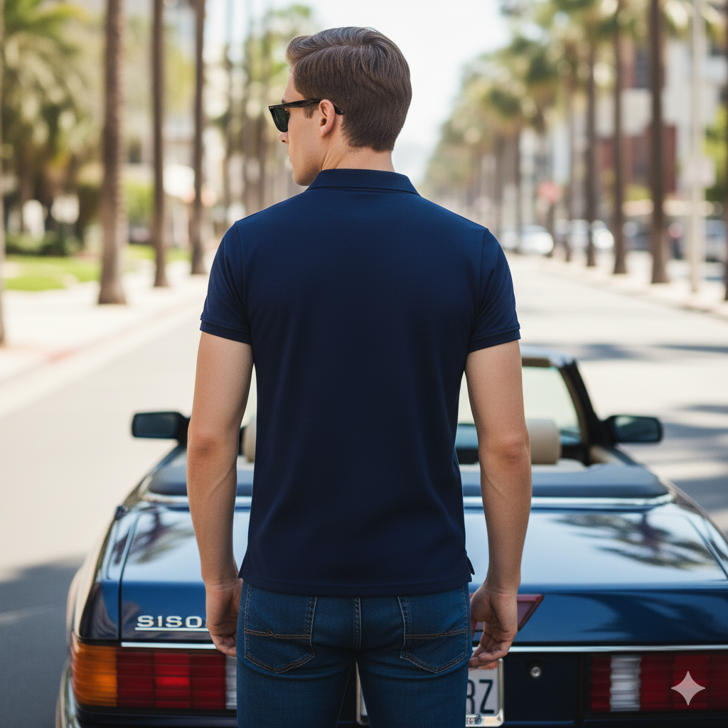 Navy Premium Polo T-Shirt – Pure Cotton Comfort