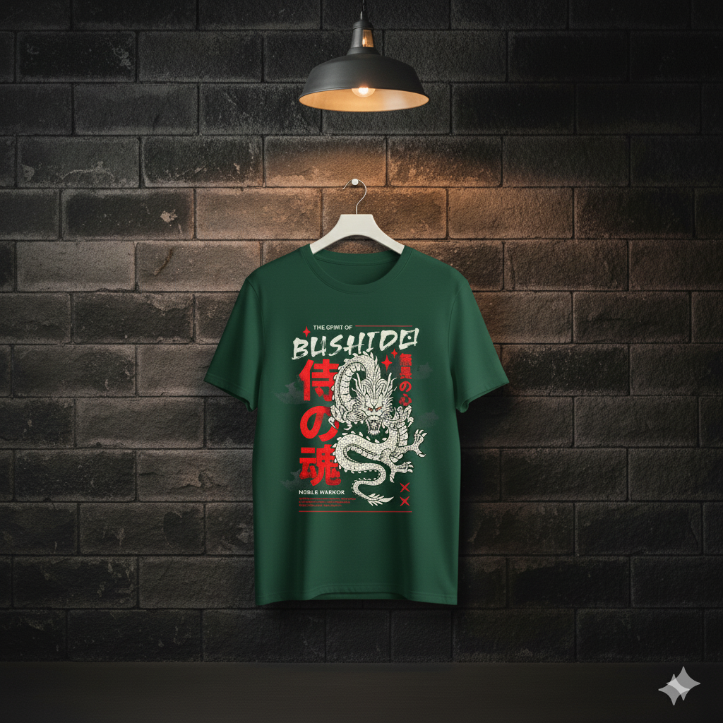 Spirit of Bushido Tee – Bottle Green Edition