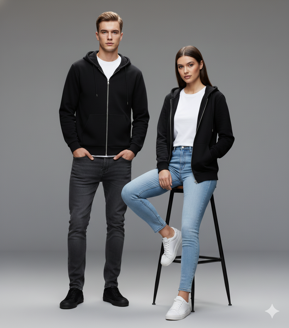 Classic Black Zip-Up Hoodie