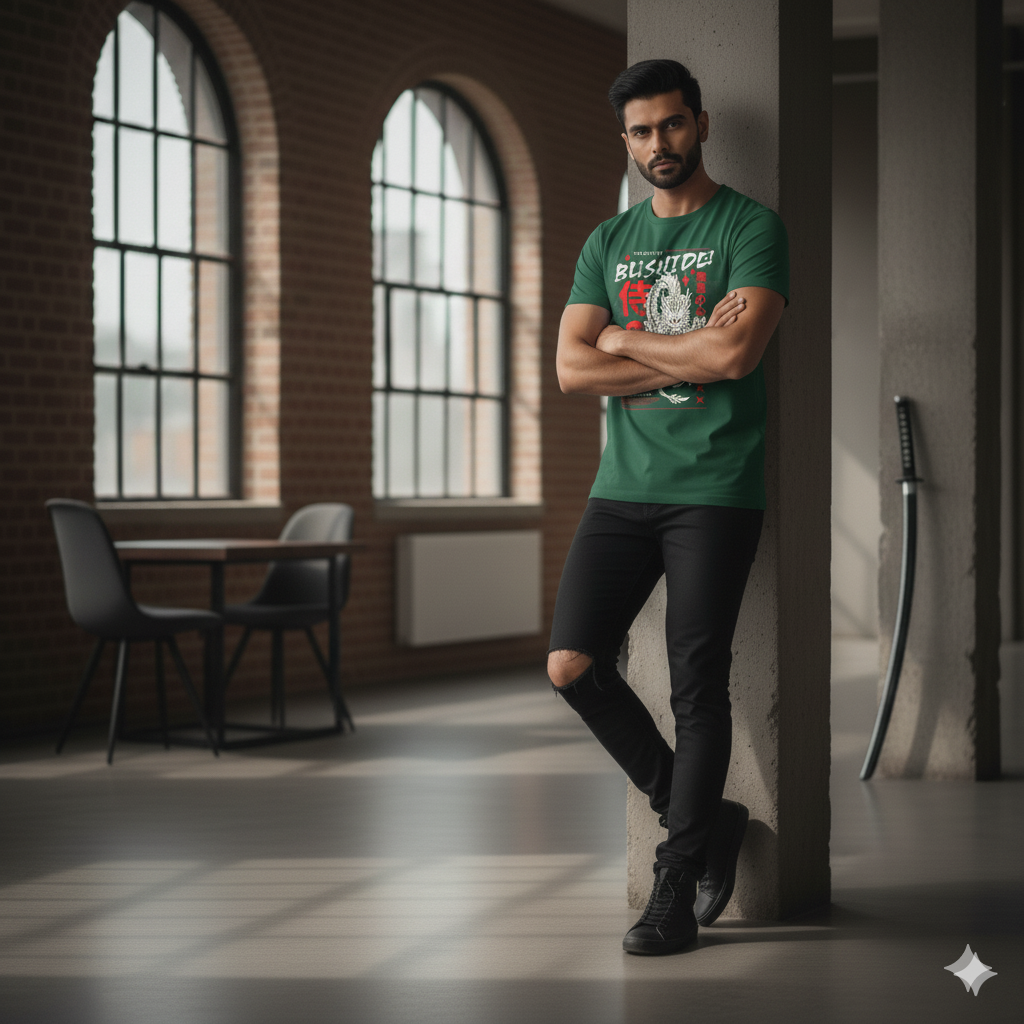 Spirit of Bushido Tee – Bottle Green Edition