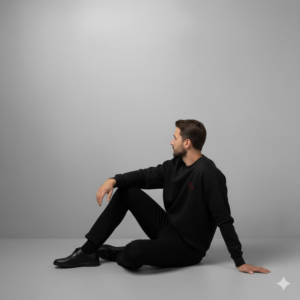 H&H Essential Black Crewneck Sweatshirt